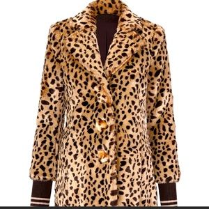 CAbi Leopard Print Faux Fur Coat